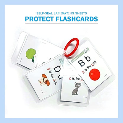 Uinkit 10 Mil 50 Pack Self Sealing Laminating Pouches, Laminate Plastic Sheets for 2.6 x 3.9-Inches Bussinesss Card Size Papers, Use in Office School Home Supplies, Glossy Finish, No Laminator Need