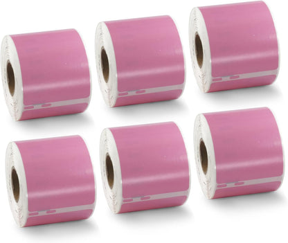 BETCKEY Colored Labels Compatible with Dymo 30323 (2-1/8" x 4") Name Badge Labels, Compatible for Dymo LabelWriter Thermal 450, 4XL & Zebra Desktop Printers [6 Rolls, 1320 Labelss, Pink]