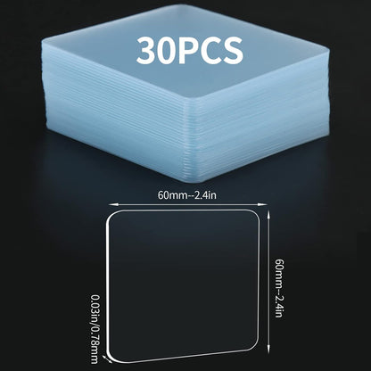 30PCS Premium Double Sided Mounting Squares Clear Tape,Heavy Duty Adhesive Pads for Pictures,Poster Hanging Strips - Strong Sticky Tack,Waterproof Adhesive for Shower,Wall Patch,Sticky Pads