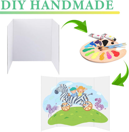 Trifold Poster Board, 24" x 16", 3-Pack, White Corrugated Project Boards for Science Fairs, School Projects, Event Displays, and Business Presentations