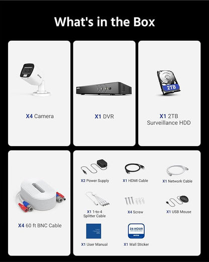 ANNKE 8CH 3K Security Camera System with Audio/Mic, 8 Channel Surveillance AI DVR and 4X 5MP 2960 * 1665 CCTV Cams with Dual Light, Human/Vehicle Detection, IP67, Color Night Vision, 2TB Hard Drive
