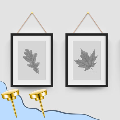 30 Pieces Push Pins, Metal Thumb Tacks for Picture Photo Hanging, Wall Pins for Board Posters Bulletin Maps, Wall Tack for Office Home Decorative (Gold)