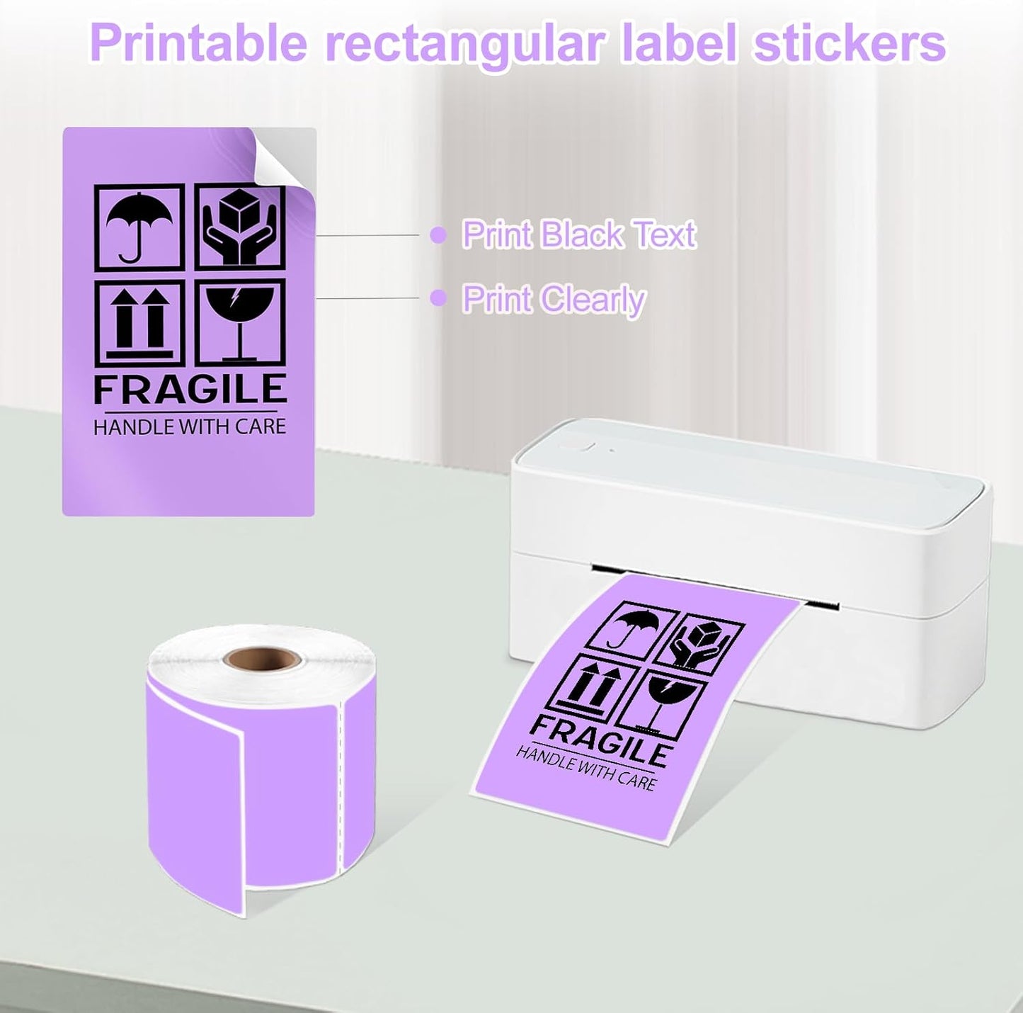 3 X 5 Inch Printable Waterproof Rectangle Color Coding Labels, 300 Per Roll Adhesive Color Coding Stickers for Bar-Codes, Address, Small Business Labeling, Inventory (Light Purple)
