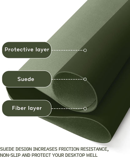 YSAGi Non-Slip Leather Desk Pad XL Size, Waterproof Laptop Computer Desk Keyboard Mat, Table Protector Blotter Mat, Large Mouse Pad for Office/Work/Home/Decor(Olive Green, 47.2" x 23.6")-No Band