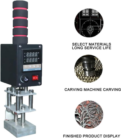 Embossing Machine, 110V 500W Handheld Portable Hot Stamping Branding, Machine Heat Press Digital Leather Tool, Paper Wood Custom Logo Food Foil Stamp Printer (Precise Location 8-10cm)