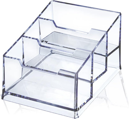 Clear Acrylic Business Card Holder,3 Tier Premium Acrylic Clear Business Card Holder Stand for Desk Fits 150 Business Cards