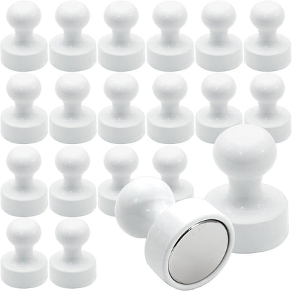 LOVIMAG 20 PCS Refrigerator Magnets, White Fridge Magnets Strong Magnet for Whiteboard, Small Neodymium Magnet Ideal for Push Pin, Office, Classroom, Map