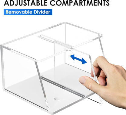 MaxGear Magnetic Marker Holder, Clear Acrylic Pen Organizer with 2 Compartments for Fridge, Locker, Whiteboard & Wall Pencil Cup - Includes Screws for Dry Erase Board Accessories