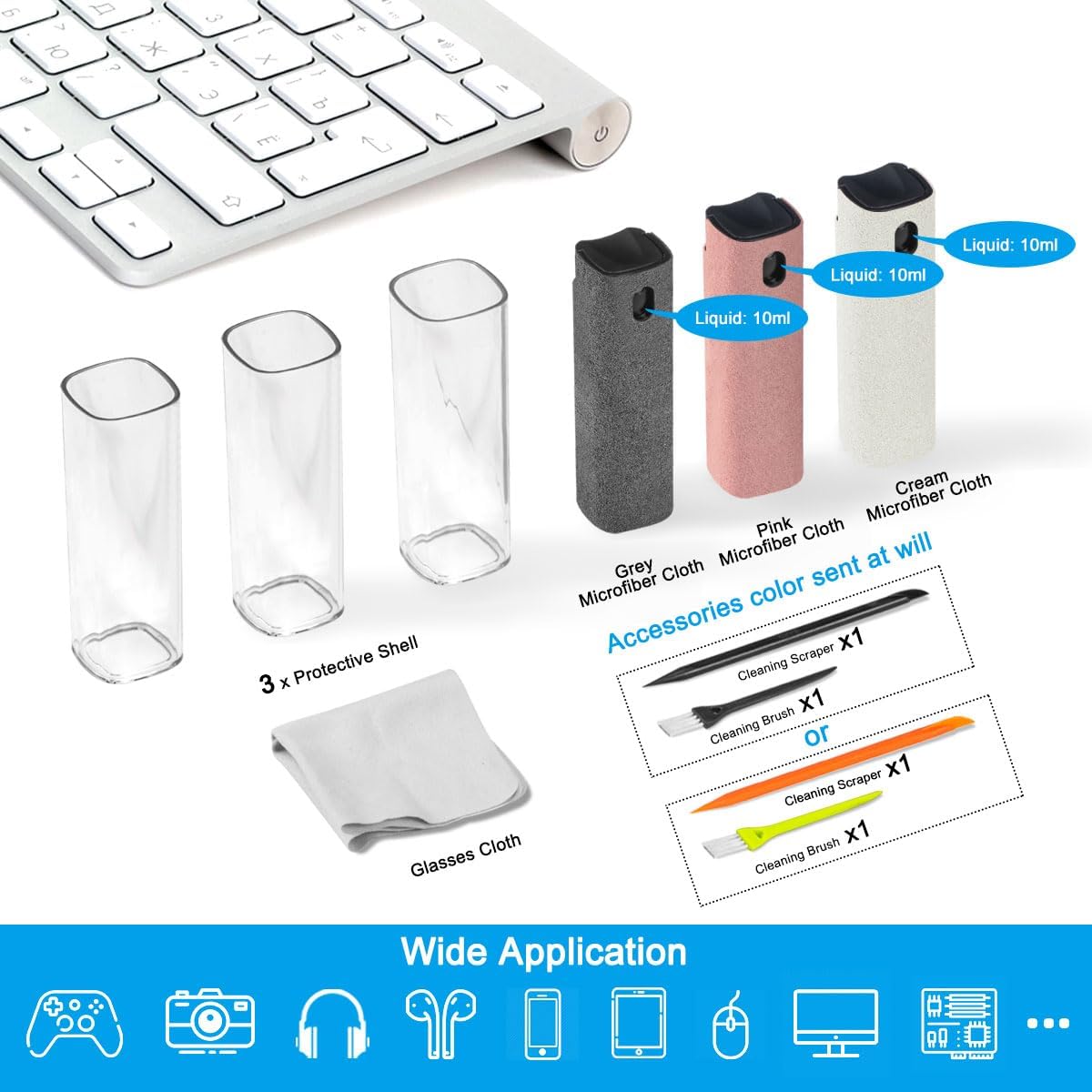 walrfid 3Pcs Car Screen Cleaner, Computer Screen Cleaner Spray and Wipe, Laptop Cleaner Kit for Cleaning iPad, iPhone, Cellphone, MacBook, Car Display, Electronic Device Screen, Grey Pink Cream