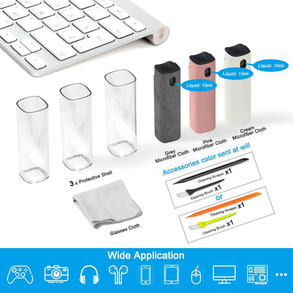 walrfid 3Pcs Car Screen Cleaner, Computer Screen Cleaner Spray and Wipe, Laptop Cleaner Kit for Cleaning iPad, iPhone, Cellphone, MacBook, Car Display, Electronic Device Screen, Grey Pink Cream
