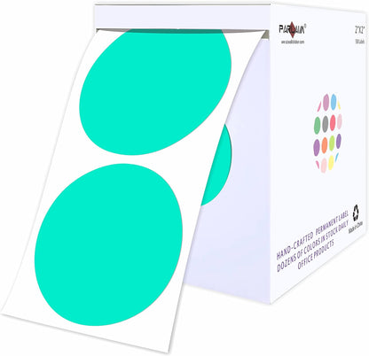 PARLAIM 2" Round Color Code Stickers, 500pcs Aqua Color Coding Circle Dot Labels in Dispenser Box for Warehouse School Organization