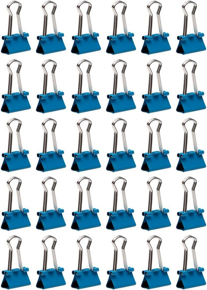 JAM PAPER Colorful Binder Clips - Extra Small - 3/5 Inch (15 mm) - Blue Binderclips - 30/Pack