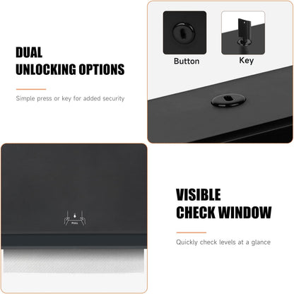 200-Sheet Wall-Mounted Paper Towel Dispenser, Fits Multi-Fold Towels up to 10x3.1 Inches, Perfect for Home & Business (Black)