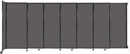 Wall-Mounted Sliding StraightWall Room Divider | Adjustable Widths | Locking Wheels | Room Separator | Up to 15'6" Wide x 6' Tall Charcoal Gray Fabric Panels