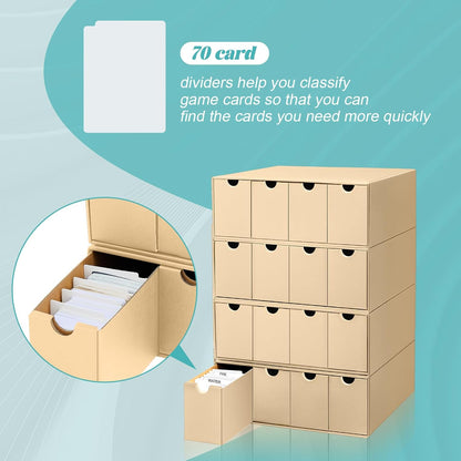 Cholemy Trading Card Storage Box 15000+ with 70 Cardboard Storage Divider, Label Sticker for Collection Compatible with TCG, Sport Cards(4 Row, 4 in A Row,Yellow)