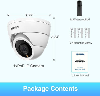 PoE Camera 4MP, Security IP Dome Camera for Outdoor Indoor Use, Buil-in Mic, 2.8mm Lens Wide Angle 110°, B/W Night Vision, Smart Motion Detection, Human&Vehicle Detection, IND4FR94C (White)