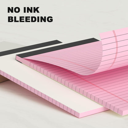 5pcs Colored Note Pads 5x8 College Ruled Small Legal Pads Paper Notepads 5 Pack Study Back Writing Pads 5 x 8 Paper Pads Perforated Narrow Ruled Pads of Paper 30 Sheets/Pack