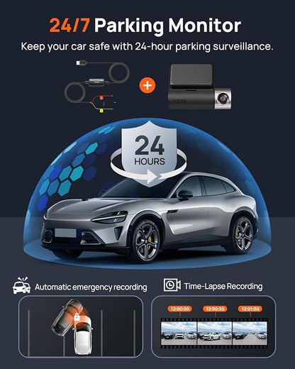 70mai 2.7K Dash Cam Front and Rear A500S, Dual Dash Camera for Cars, Dashcam with APP, Sony IMX335, ADAS, Built-in WiFi GPS, 2'' IPS Screen, WDR, Night Vision, 24/7 Parking Mode, Loop Recording