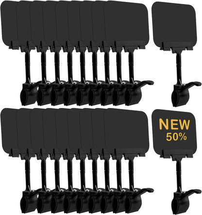 Merchandise Sign Clips Sign Holder Clips,20 Pack Rotatable Holding Clamp Sign Holder Clear Food Signs Clip Holder Swivel Price Signs Clip,Adjustable Clip Sign on Double Head Display Clips for Price Tag Display (Black)