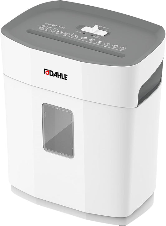Dahle PaperSAFE PS 140 Paper Shredder, Oil Free, Jam Protection, Security Level P-4, 10 Sheet Max, Shreds Staples, Paper Clips & Credit Cards