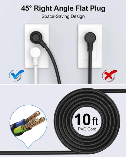 Surge Protector Power Strip with USB, AUOPLUS 10FT Outlet Strip, 6 Outlet and 4 USB Charger,[Flat Plug/Wall Mountable], 1250W/10A/2100J, Long Extension Cord for Computer iPhone Home Office Dorm