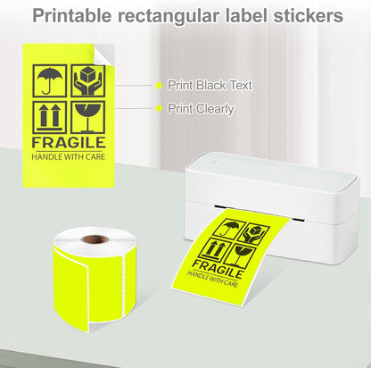 3 X 5 Inch Printable Rectangle Color Coding Labels, 300 Per Roll Adhesive Color Coding Stickers for Bar-Codes, Address, Small Business Labeling, Inventory, Fluorescent Yellow