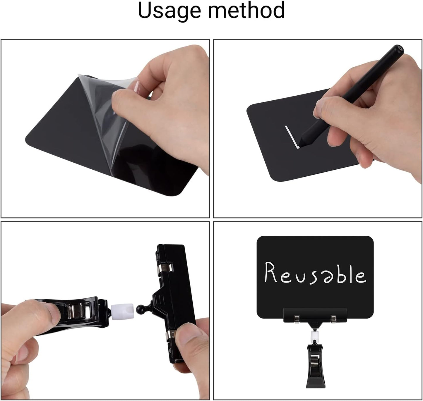 20 PCS Clip on Sign Holder, Plastic Rotatable Pop Label Merchandise Sign Display, Writable Mini Chalkboard with Double Sided Clips, Message Board for Notes Price Tag Supermarket Office Party