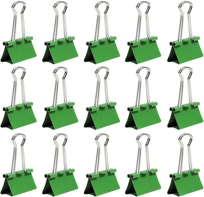 JAM PAPER Colorful Binder Clips - Medium - 1 1/4 Inch (32 mm) - Green Binderclips - 15/Pack