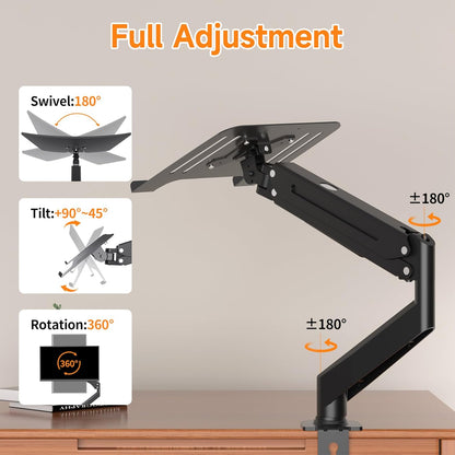 suptek Laptop Desk Mount,Fully Adjustable Monitor and Laptop Mount Stand for 11-17 Inch Notebook and 17-32 inch Monitor Screen,Holds 22lbs with Vented Tray