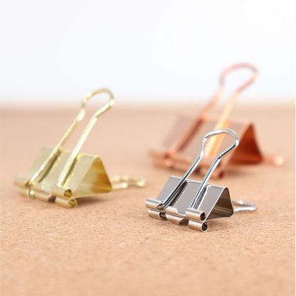 Office Binder Paper Clips Assorted Sizes Set (Small, Medium, Large) Multicolored (Rose Gold, Gold, Silver), 42 Pack