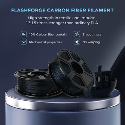 FLASHFORGE Carbon Fiber PLA Filament 1.75mm, Carbon Fiber Reinforced PLA 3D Printer Filament, 1KG Spool Dimensional Accuracy +/- 0.02mm, High Strength & High Abrasion-Resistance (PLA-CF Black)