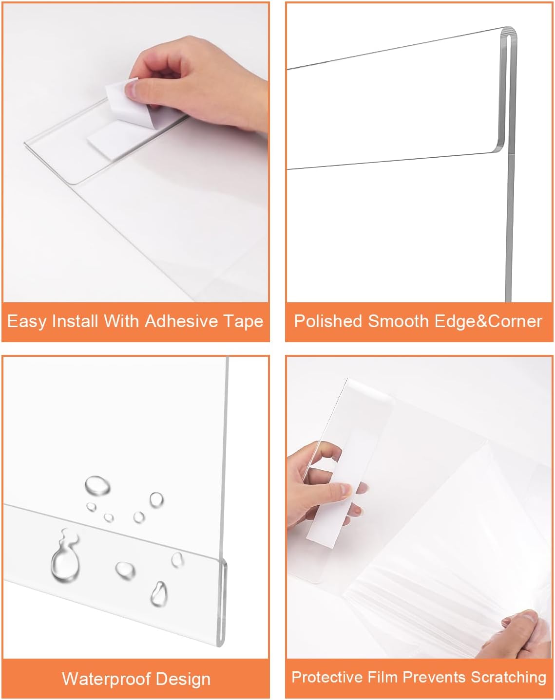 Dynta 6 Pack Acrylic Sign Holder 8.5 x 11 with Double Sided Adhesive Tape, Plastic Sign Holder Wall Mount, Memo Document Flyer Brochure Menu Holder for Office Home Store Restaurant
