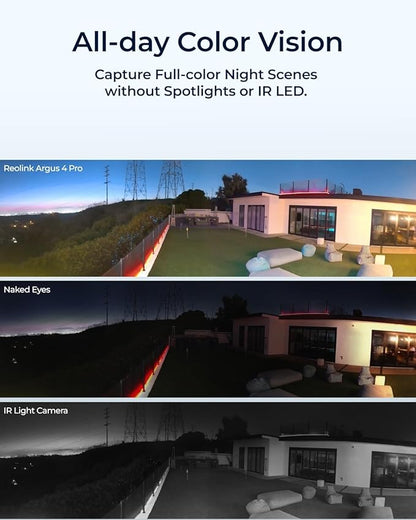 REOLINK Argus 4 Pro Black, 4K Dual-Lens 180° Solar Security Cameras Wireless Outdoor, 8MP ColorX Night Vision for Home Surveillance, 5G/2.4GHz WiFi, AI Detection, No Subscription, Home Hub Compatible