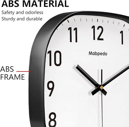 Small Wall Clock, 8 Inch Silent Non Ticking Battery Operated Clock, Square Analog Decorative Wall Clocks for Bedroom Living Room Office Home Gym Porch Decor Indoor Outdoor Clocks, Black