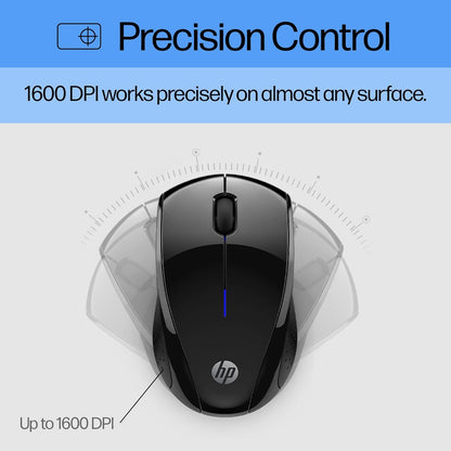 HP X3000 G2 Wireless Mouse - Ambidextrous 3-Button Control, & Scroll Wheel Multi-Surface Technology, 1600 DPI Optical Sensor Win, Chrome, Mac OS Up to 15-Month Battery Life (‎28Y30AA#ABA, Black)