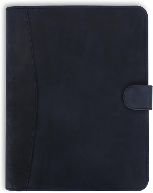 Leather Padfolio Legal Pad Portfolio Organizer | Handmade Executive Notebook Binder | Heavy Duty Full Grain Cow Hide Resume Interview Folio for Men Women, Rustic NoteBook Folder (Blue)