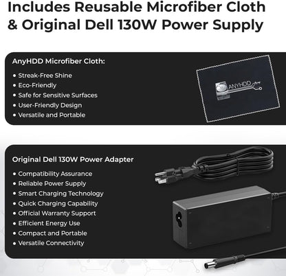 Dell D6000S Universal Dock Bundle with 130W Power Adapter – USB-C, Dual DisplayPort with 4K HDMI Cable + 4K DisplayPort Cable + USB-C Cable + Microfiber Cloth - Supports 4K Display (Renewed)