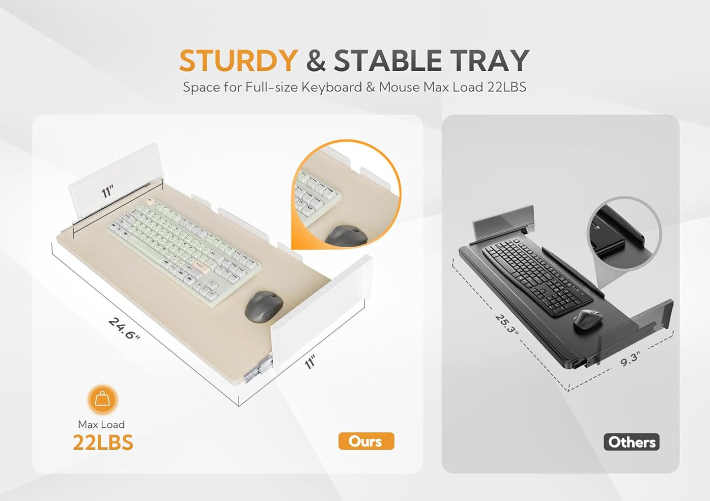 Claiks Standing Desk with Keyboard Tray, Electric Standing Desk Adjustable Height, 48x24 Inches Sit Stand up Desks with Splice Board, Raising Desks for Home Office, Natural