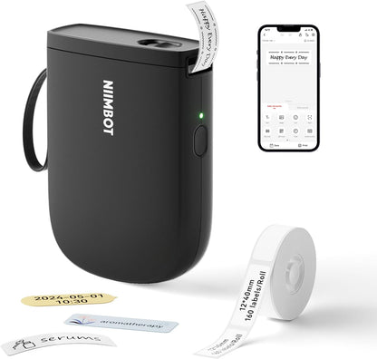 NIIMBOT D11 New Version Label Maker Machine with Tape,300DPI Bluetooth Label Printer, Portable Thermal Printer,Sticker Maker for Organizing Home Office School,Black