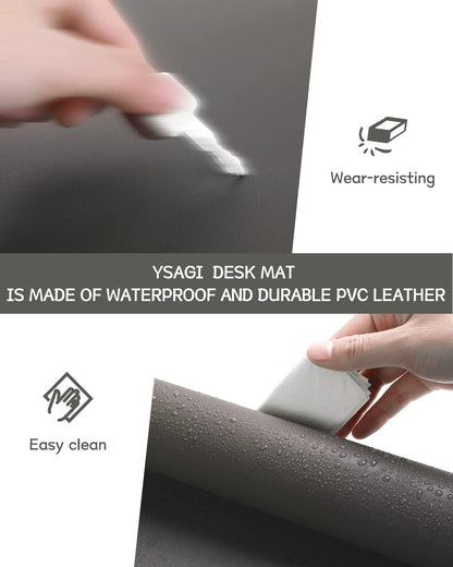YSAGi Non-Slip Leather Desk Pad, Waterproof Laptop Computer Desk Keyboard Mat, Table Protector Blotter Mat, Large Mouse Pad for Office/Work/Home/Decor(Dark Gray, 31.5" x 15.7")