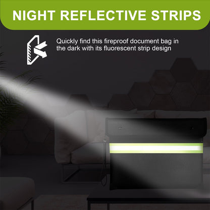 6500°F Fireproof Document Bag, Upgraded Fireproof/Waterproof Money Bag with Zipper/Reflective Strip,Storage Pouch for A4 Letter Size Document,Cash,Cell Phone,Passport