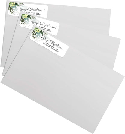 Floral Greenery Rolled Address Labels/Roll of 500 Personalized Address Labels/Designer Return Address Stickers in Elegant Plastic Dispenser