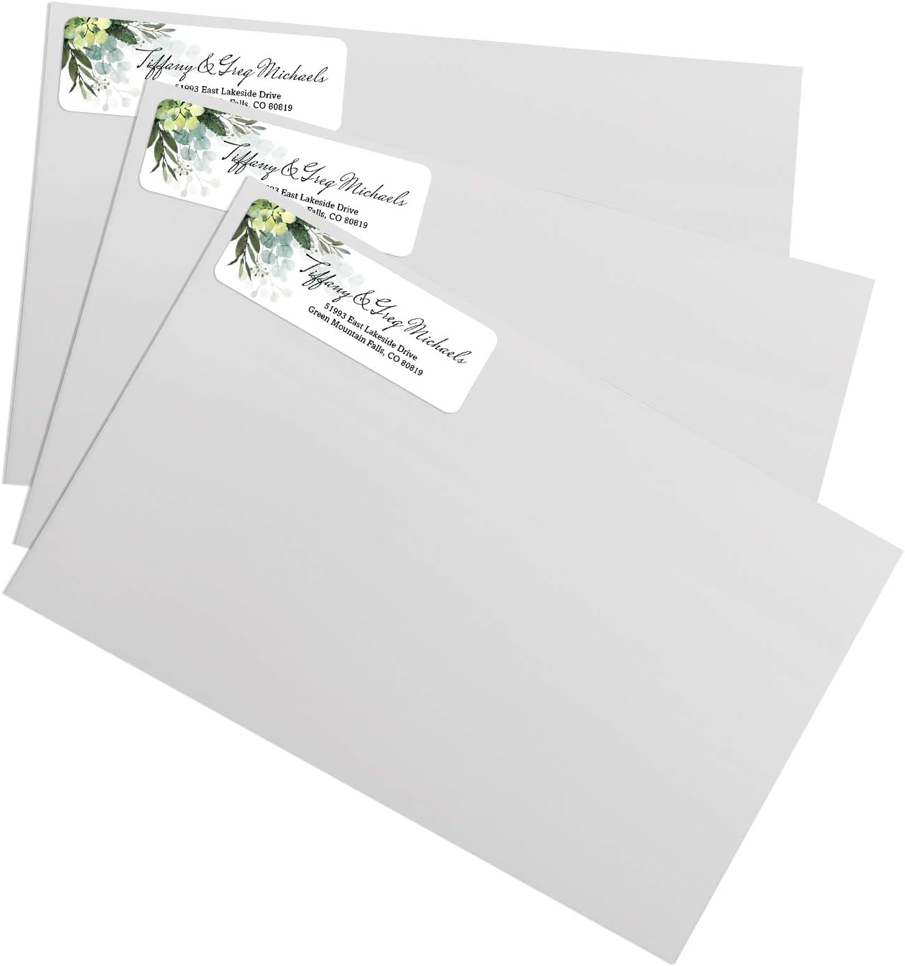 Floral Greenery Rolled Address Labels/Roll of 250 Personalized Address Labels/Designer Return Address Stickers in Elegant Plastic Dispenser