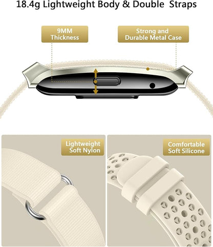 Smart Bracelet for Women Men, Health Activity Fitness Trackers, All-Day Continuous Heart Rate/Blood Pressure/HRV/Stress Monitor, 24H Sleep Tracker, 170+ Sports Modes Smart Band with Free APP 2 Bands