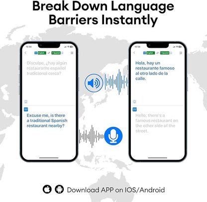 PAXA Ai Translator Earbuds 3-in-1 Two-Way Translation Earbuds Real Time Wireless Bluetooth 5.4 Headphones Translator with Touch Screen Housing for Foreign Travel/Learning/Business Openairultra,White
