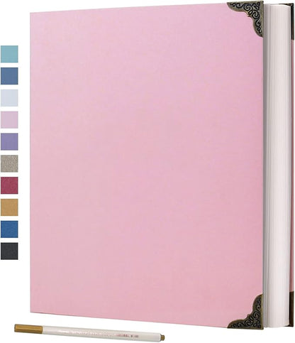 Vienrose Photo Album Self Adhesive 40 Pages Hardcover with DIY Scrapbooking Kit 3 Rings Paper Scrapbook for Lover Friends Kids Wedding Pink