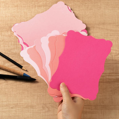50 Pack Blank Kraft Cards Cardstock Thick Paper Brown Greeting Cards for DIY Gift Card Menus, Baby Shower and Wedding Invitations (Pink, 5 Colors, 4x6IN)