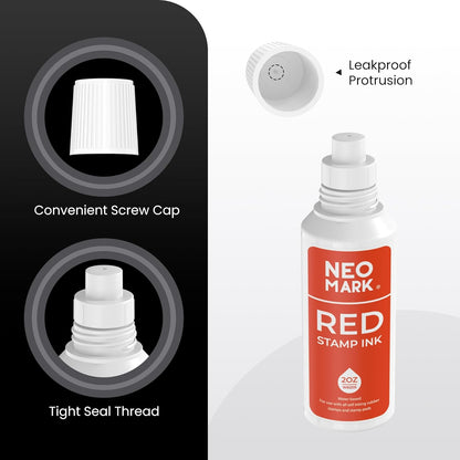 Premium Stamp Ink, Quick-Drying & AP-Certified Non-Toxic Refill Ink for Self-Inking Stamps, Date Stamps and Stamp Pads (Red, 2oz)