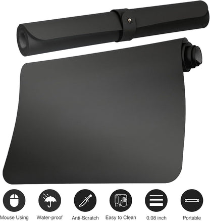 Boutilon Leather Desk Pad Protector,Non-Slip Mouse Pad,Laptop Desk Pad,Office Mouse Mat,Waterproof Leather Desk Blotter,Desk Writing Pad for Office and Home (XL-Black,35.4"x 15.7")