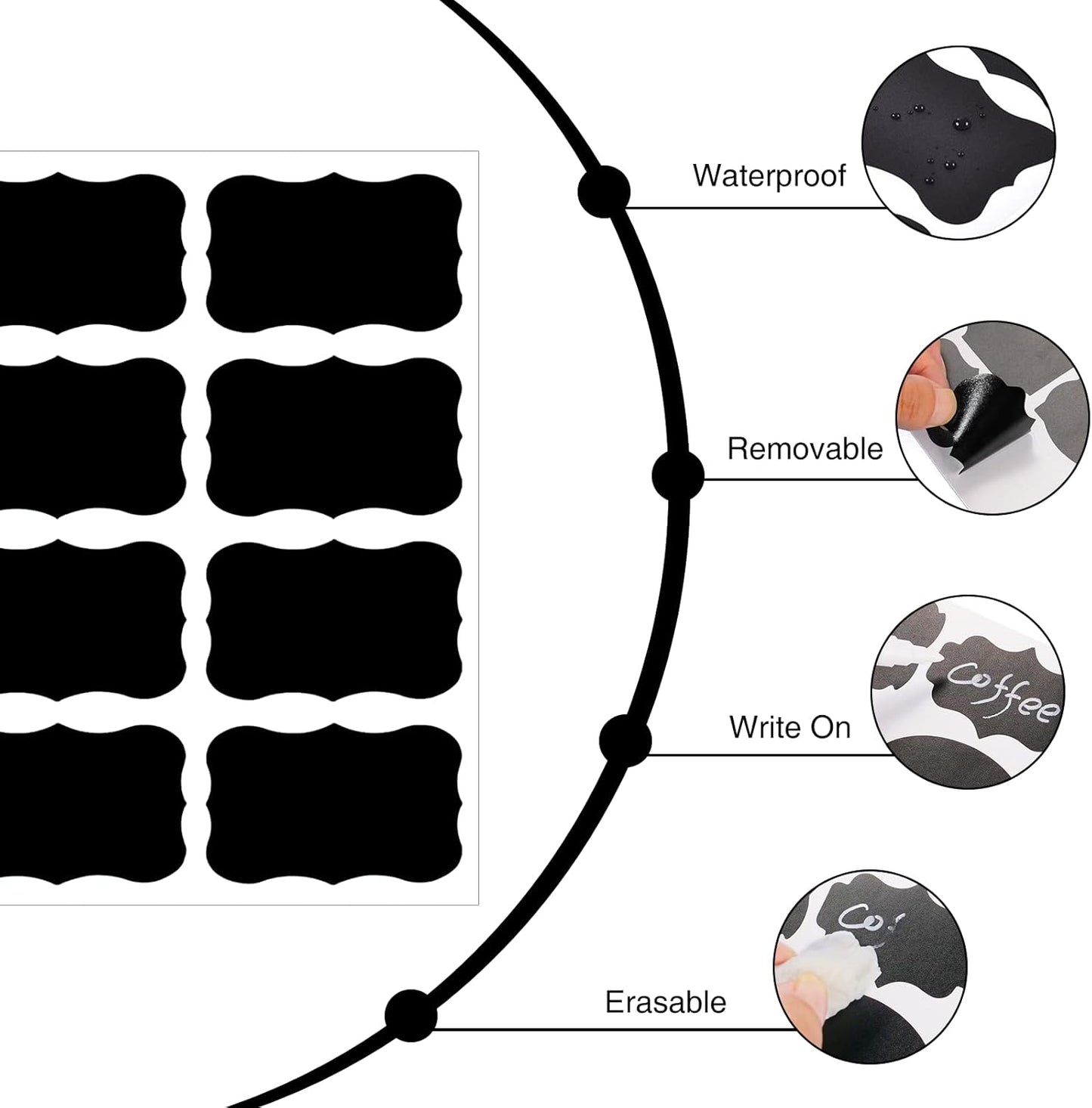 120 Pcs Chalkboard Storage Bin & Container Labels - Waterproof Reusable Chalk Labels for Mason Jars - Liquid Chalk Markers (2 Included) - Perfect for Parties & Weddings